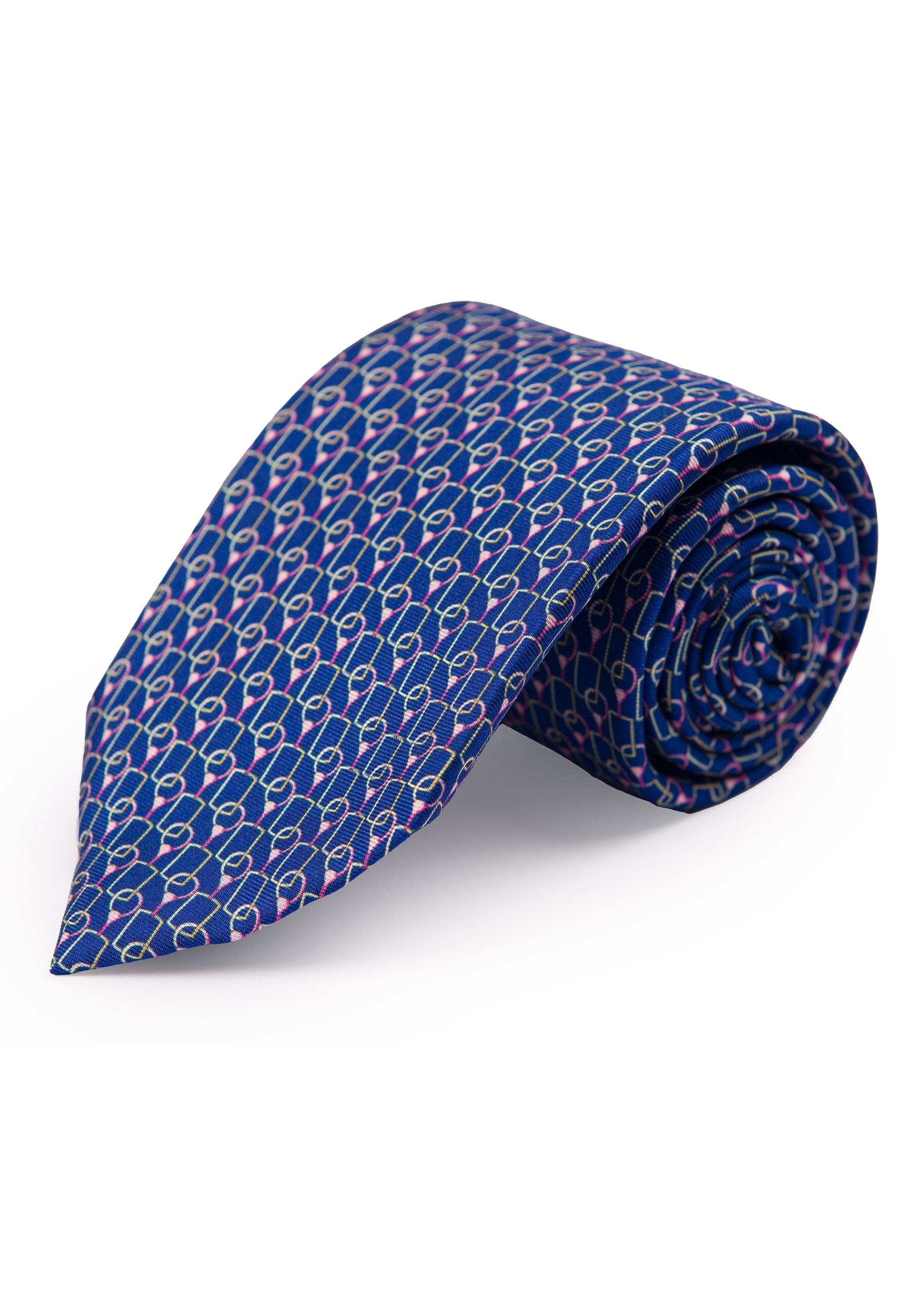 Silk Tie - Round Link Design Navy - Roderick Charles