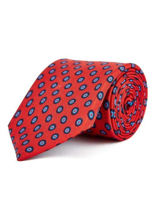 Silk tie in wine with hexagonal patterned