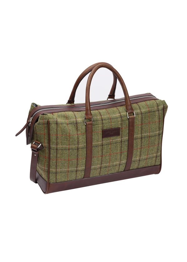 Green tweed overnight holdall