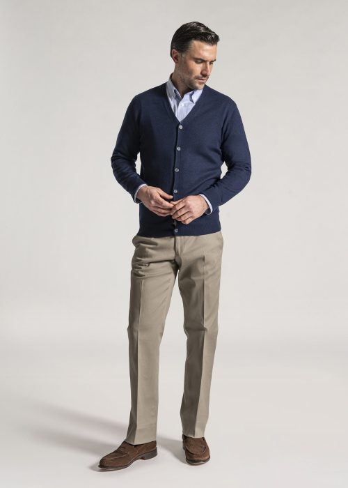 Roderick Charles Merino cardigan in navy