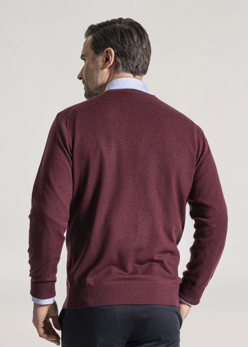 Merino v neck in damson by Roderick Charles