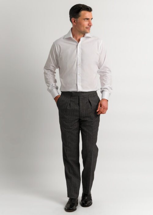 Grey wool striped morning suit trousers.