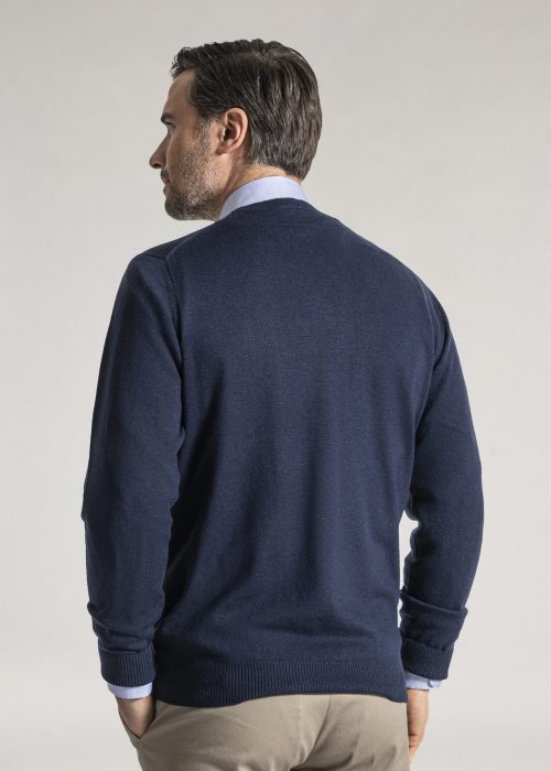 Merino v neck in navy by Roderick Charles