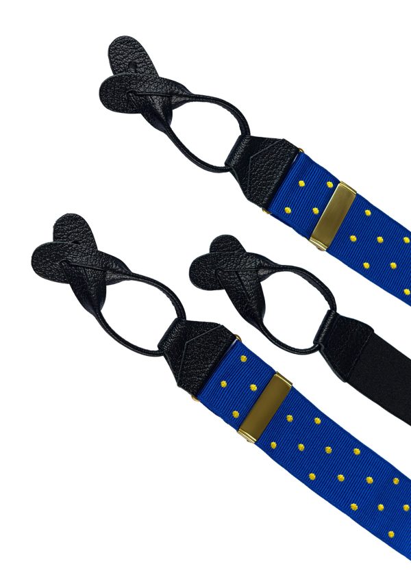 Roderick Charles navy and yellow polka dot braces