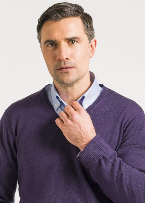 Merino wool purple sweater by Roderick Charles