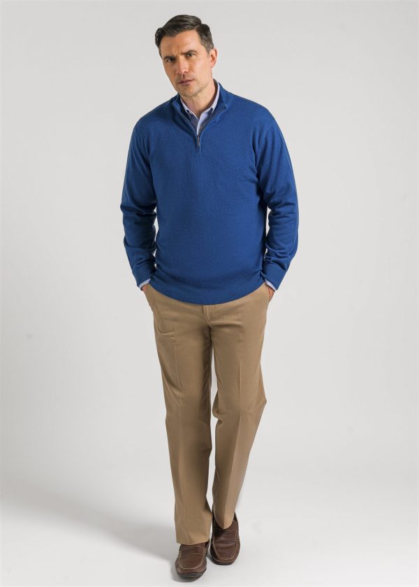 Mens ocean blue quarter zip sweater