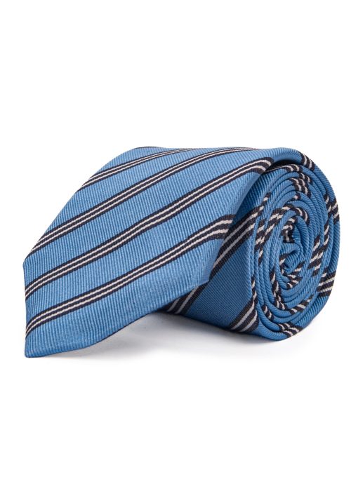 Roderick Charles London triple stripe tie in sky blue