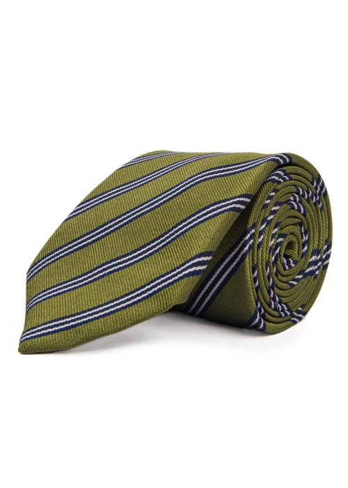 Men's triple stripe tie in green and navy