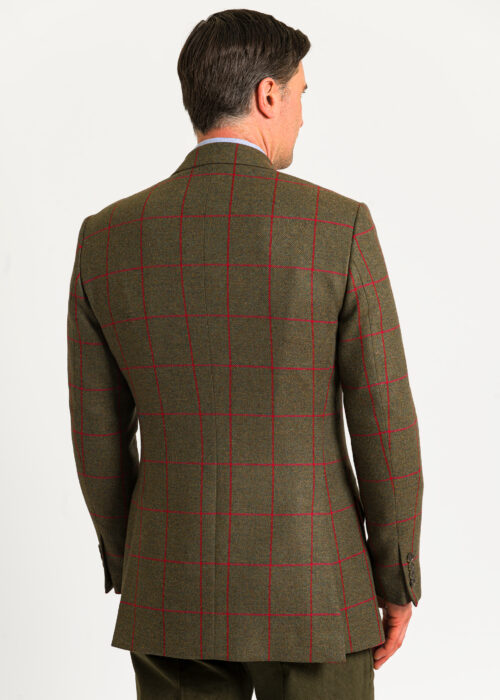 A flattering green and red windowpane men's wool jacket