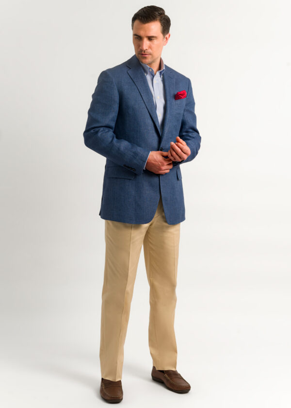 Royal Blue Herringbone Linen Jacket - Roderick Charles