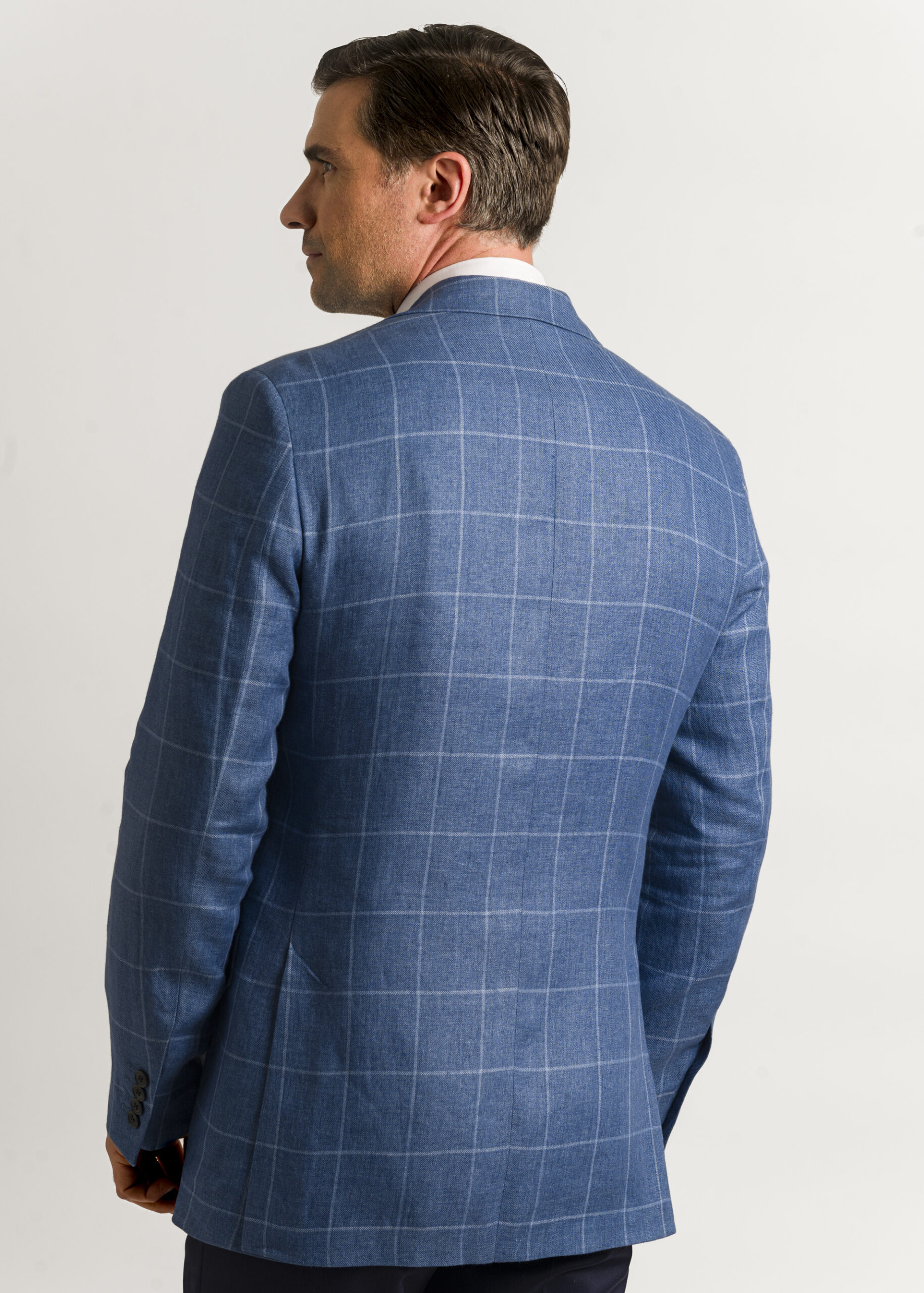 Blue Windowpane Linen Jacket - Roderick Charles