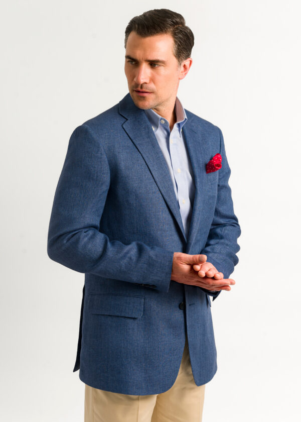 Royal Blue Herringbone Linen Jacket Roderick Charles