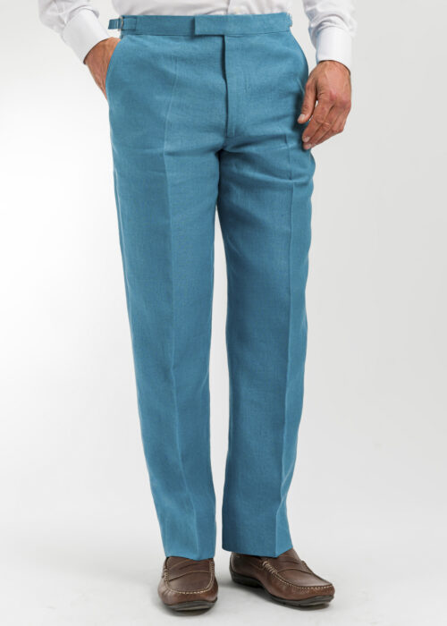 A tailored linen trouser for sophisticated summer events.