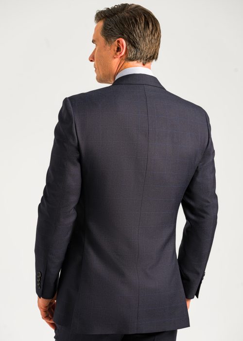 Roderick Charles navy blue windowpane suit jacket back