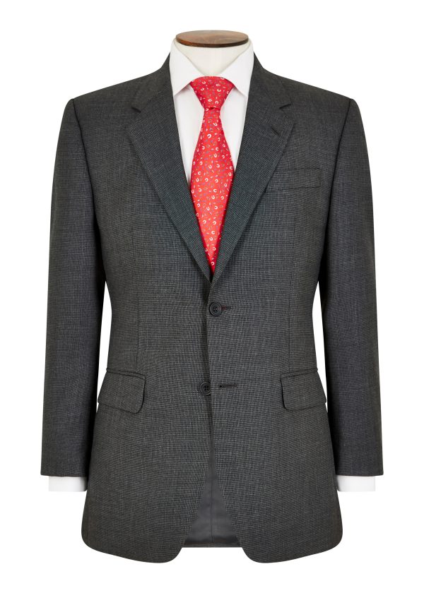 Classic Fit Dark Grey Microcheck Suit - Roderick Charles