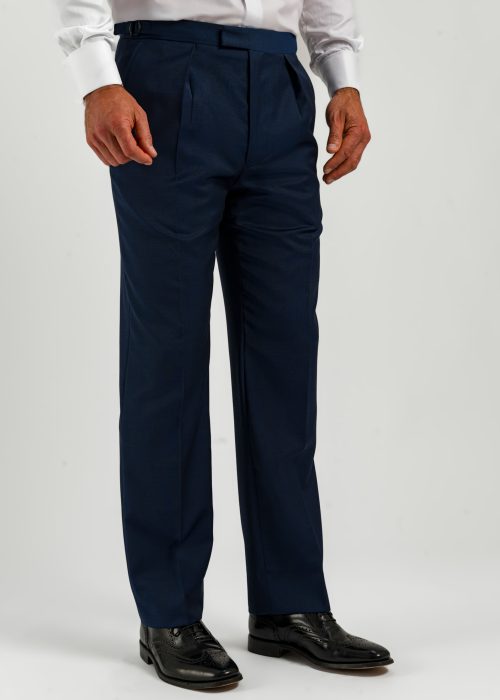 Roderick Charles dark blue classic fit suit trousers front