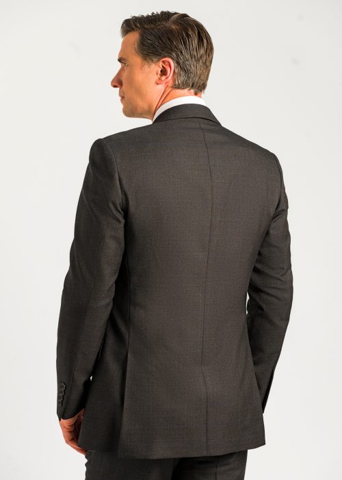 The back of a men's classic grey windowpane suit by Roderick Charles London.