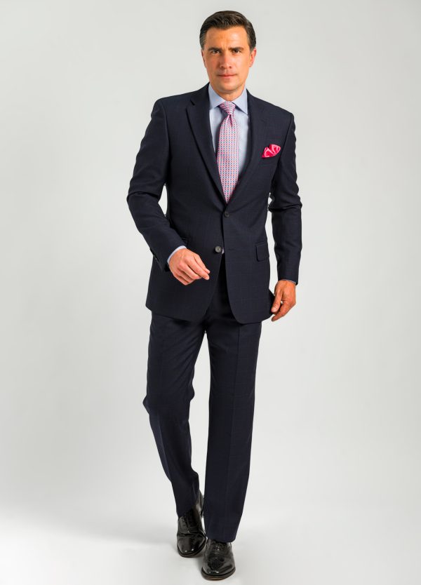 Roderick Charles navy blue windowpane suit