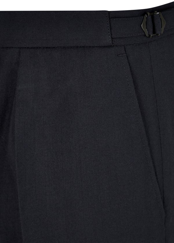 Classic Fit Herringbone Navy Suit - Roderick Charles
