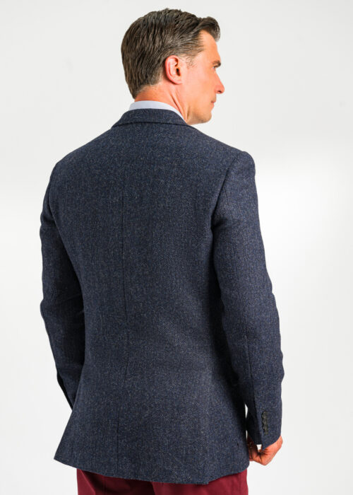 The back of a stylish Roderick Charles navy jacket