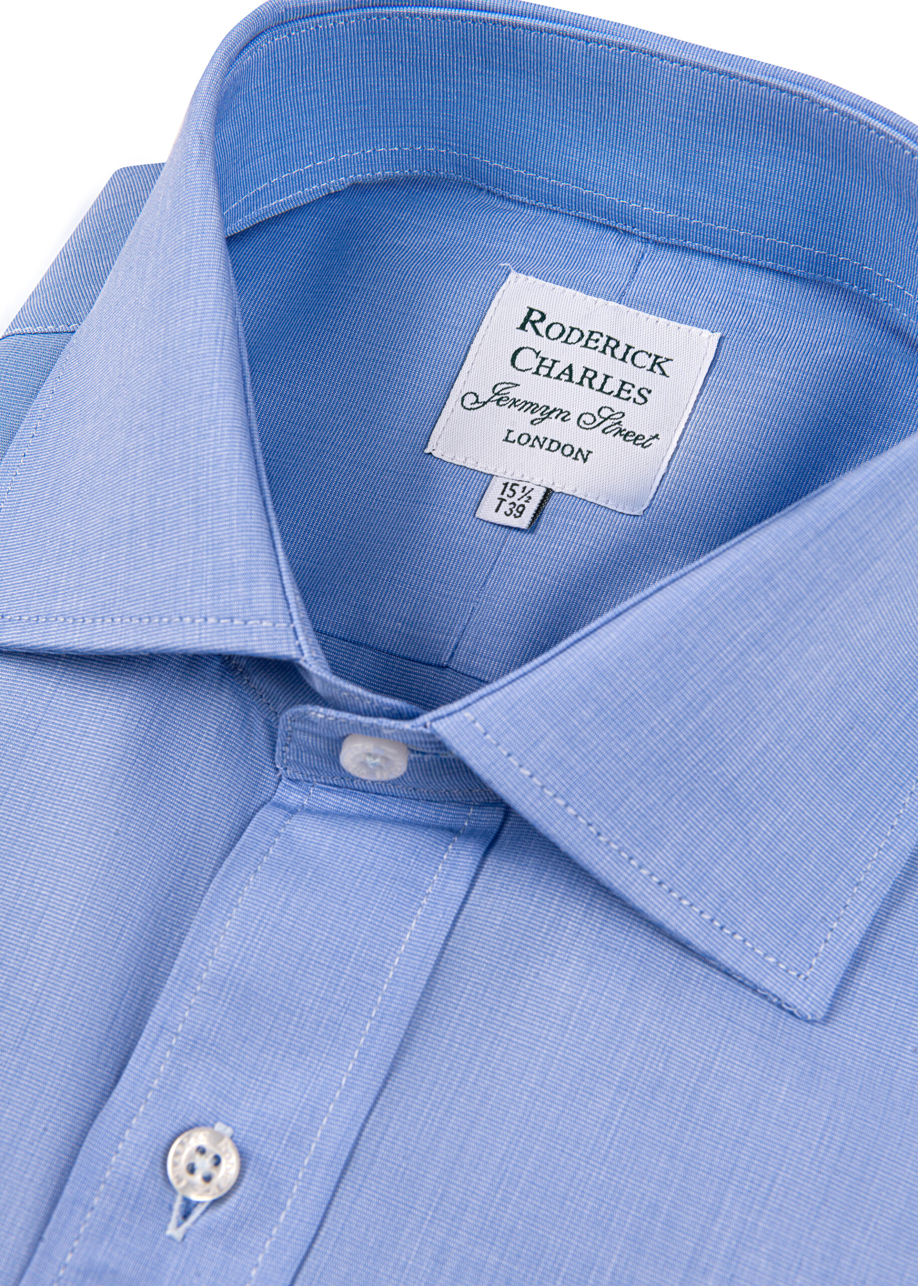 Double Cuff Blue End On End Shirt - Roderick Charles