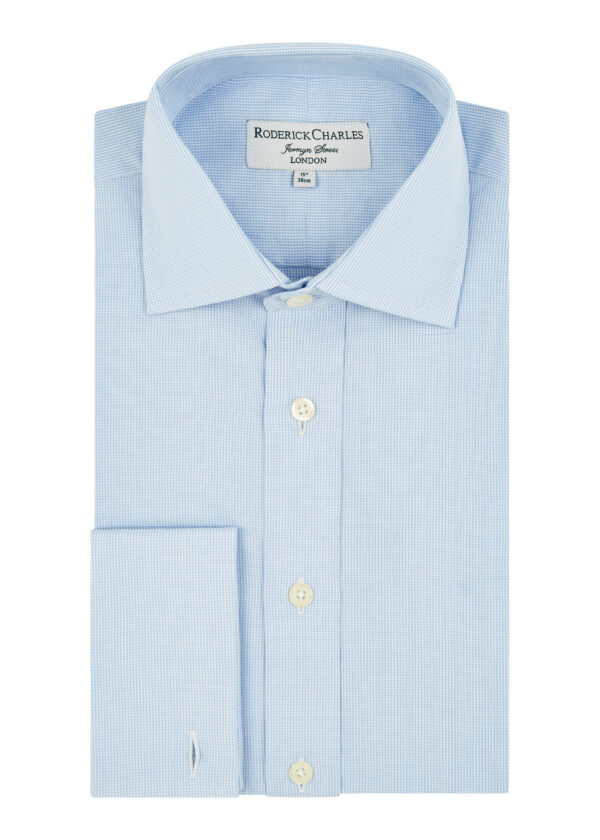 A double cuff Roderick Charles micro gingham cotton shirt