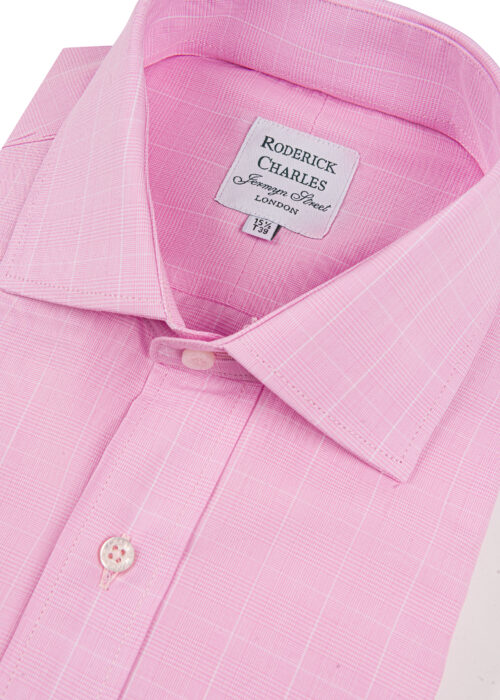 A double-cuff Roderick Charles pink prince of Wales check shirt