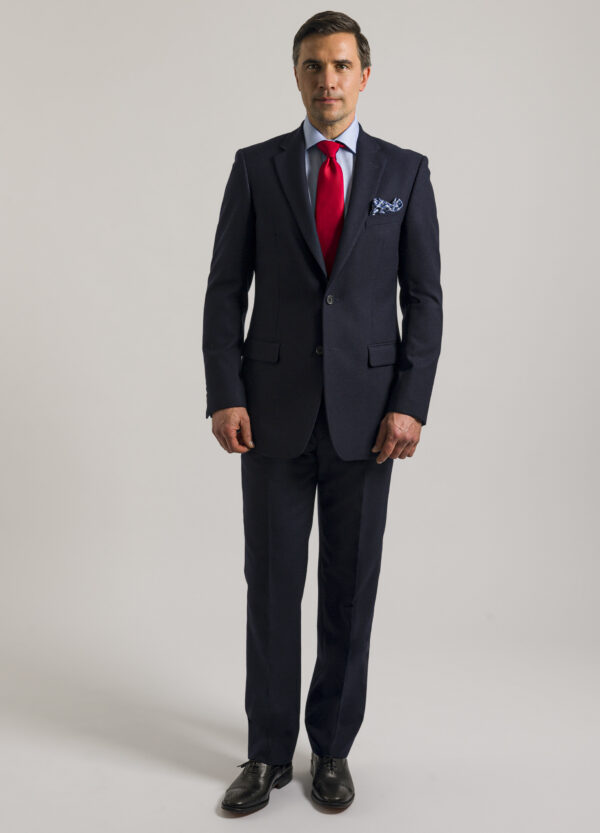 A Roderick Charles tailored fit navy hopsack suit