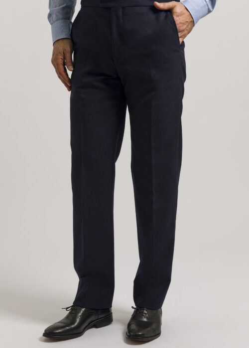 Flat-fronted trousers from a classic tailored navy hopsack suit