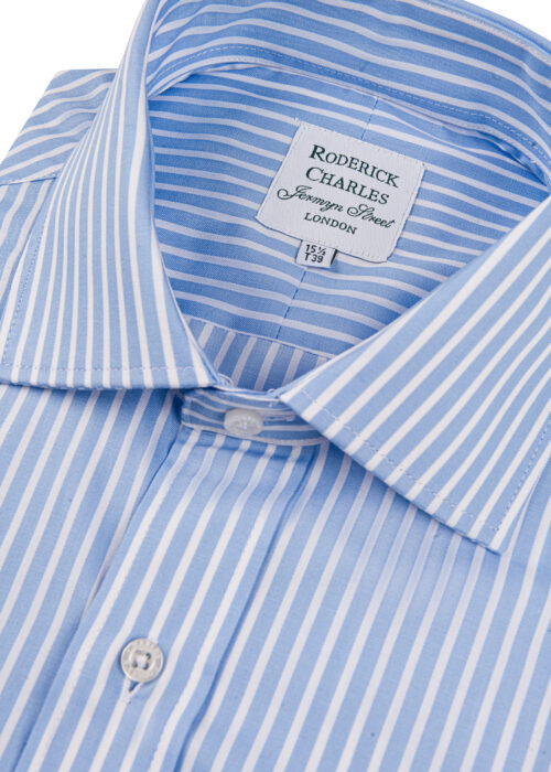 Double Cuff Blue Bengal Stripe Shirt - Image 3