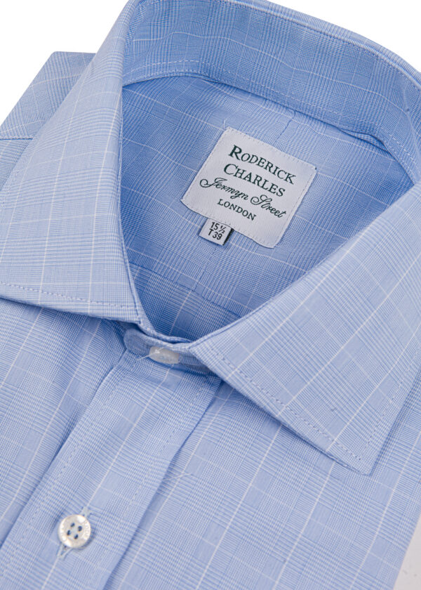 A double-cuff Roderick Charles blue prince of Wales check shirt