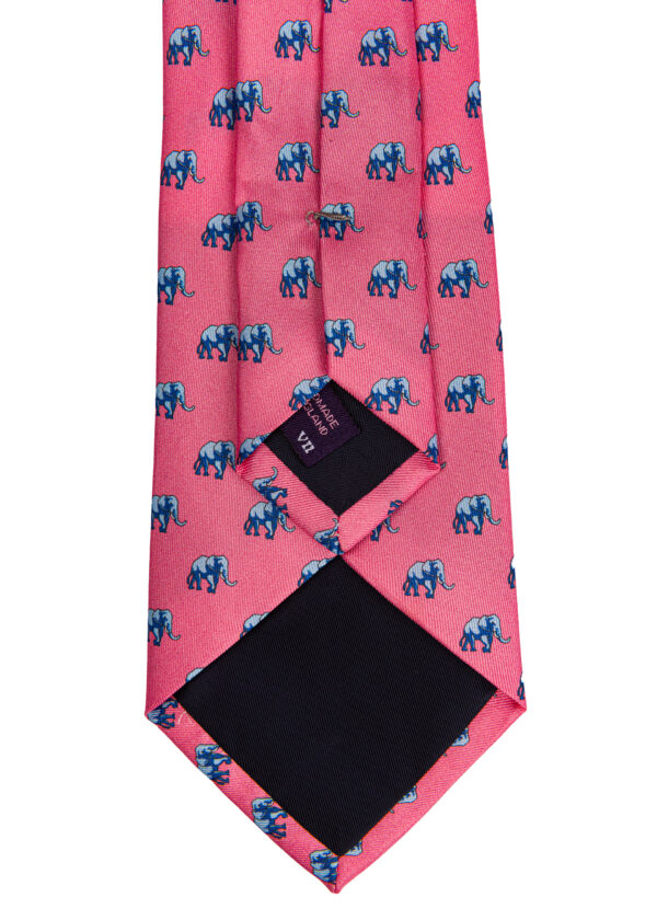 A Roderick Charles pink silk business tie with elephants