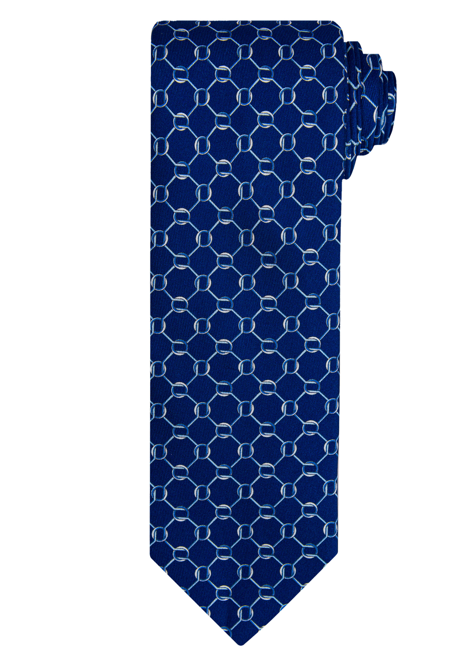 Large Link Navy Silk Tie - Roderick Charles