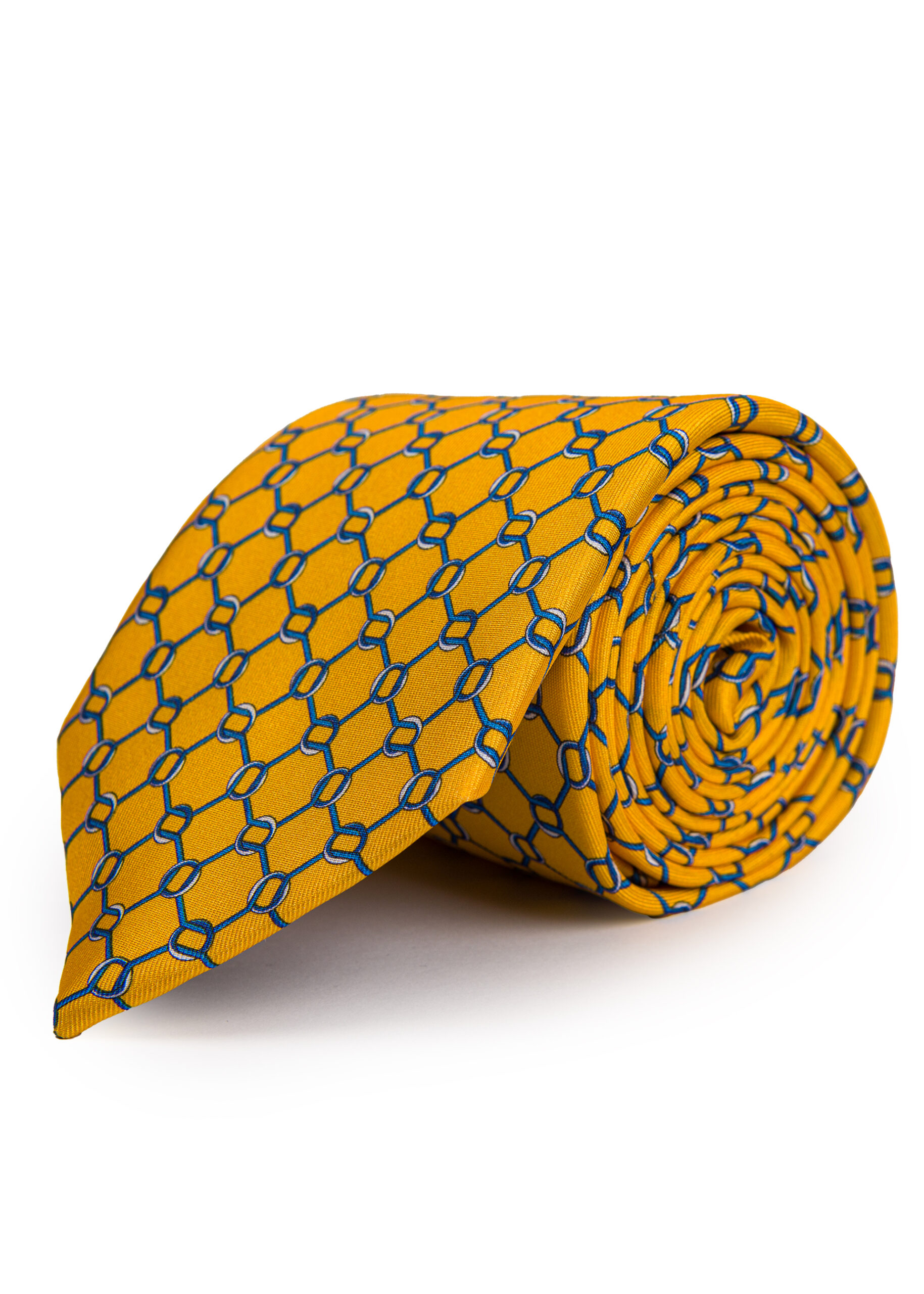 Large Link Yellow Silk Tie - Roderick Charles