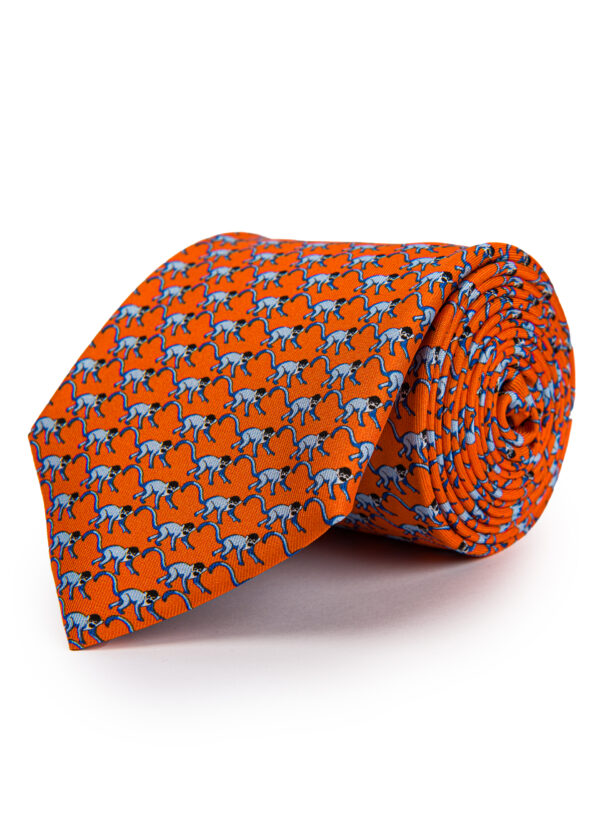 Monkey Orange Silk Tie - Roderick Charles