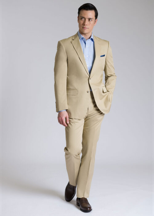 A smart tailored fit beige cotton jacket