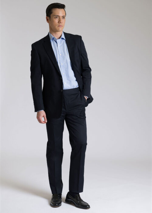 A smart tailored fit navy cotton jacket