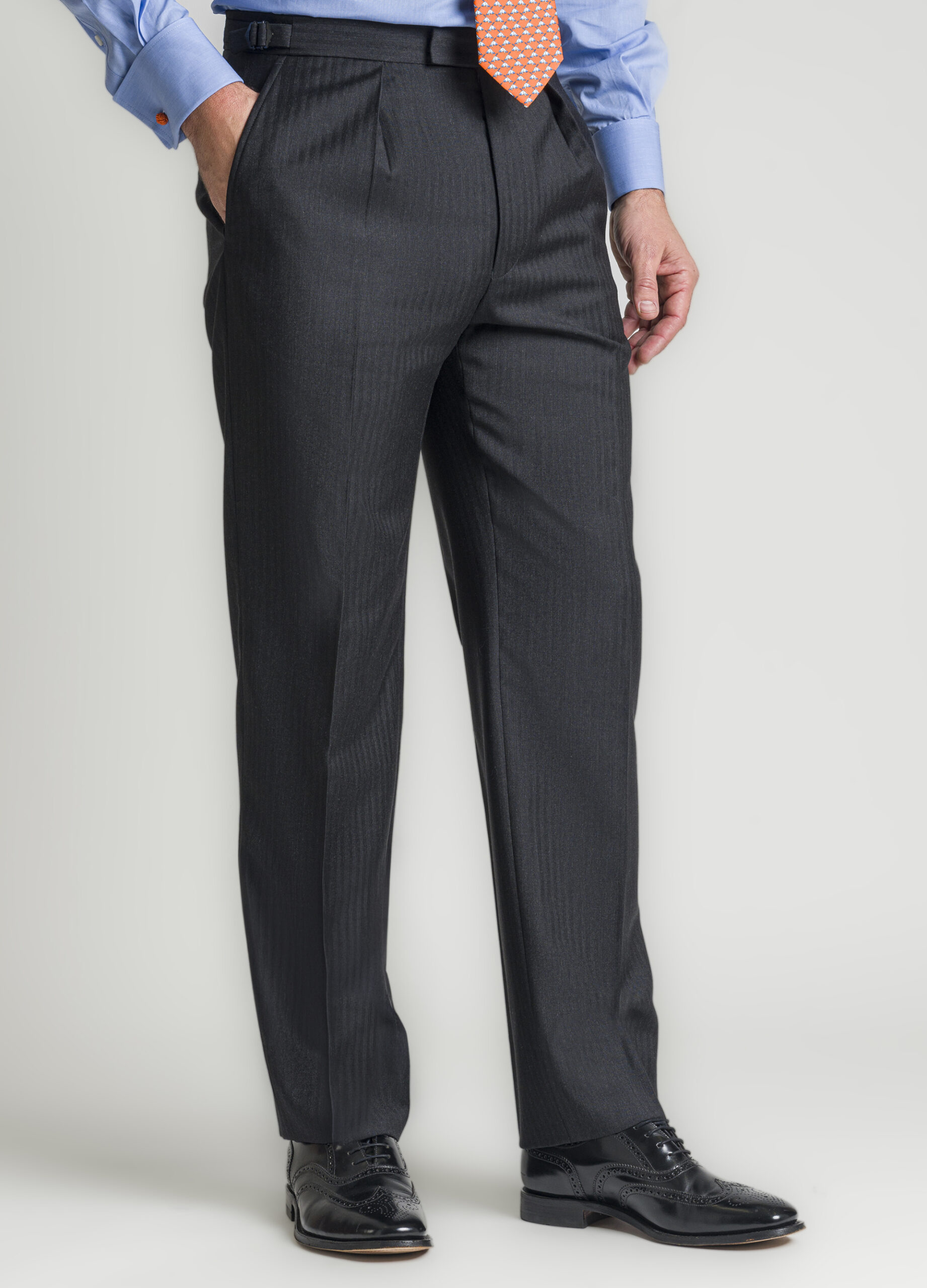 Double Breasted Fine Grey Herringbone Suit - Roderick Charles