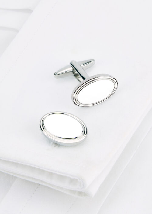 Nickel Oval Cufflinks