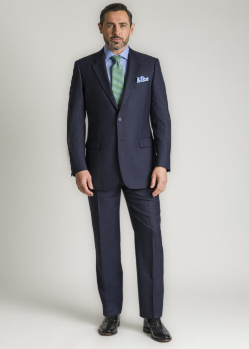 Classic Fit Navy Blue Windowpane Suit - Image 1